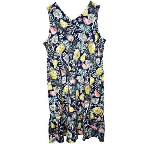 J.Jill‎ Flounced Hem Double V-Neck Sleeveless Dress Size Medium - Picture 2 of 6